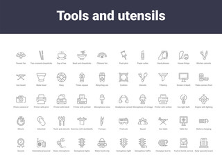 tools and utensils outline icons