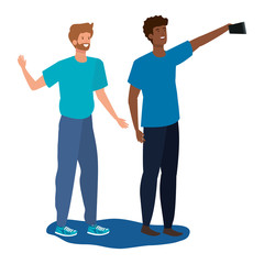 interracial young men friends taking a selfie