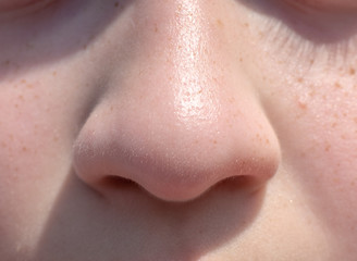 Nose teen girl close up front view