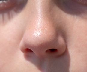 Nose teen girl close up front view