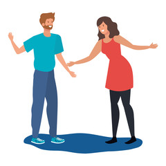 Obraz premium young lovers couple avatars characters