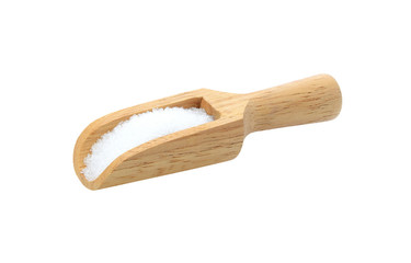 whitesuger in woodenscoop  on whitebackground