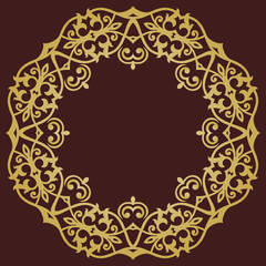 Elegant vintage ornament in classic style. Abstract traditional pattern with oriental elements. Classic vintage round golden pattern