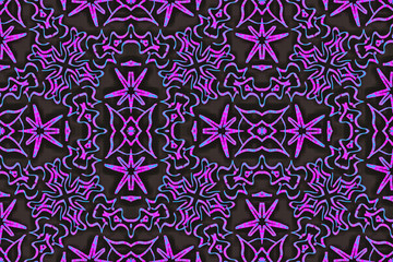 Seamless endless repeating bright ornament of multi-colored geometric shapes