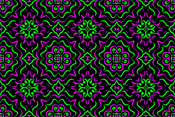 Seamless endless repeating bright ornament of multi-colored geometric shapes