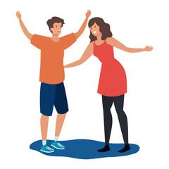 Obraz premium young lovers couple celebrating characters