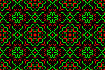 Seamless endless repeating bright ornament of multi-colored geometric shapes