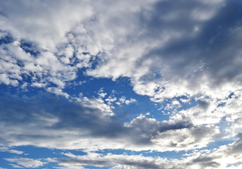 Cumulus cloud on beautiful blue sky , Fluffy clouds formations at tropical zone , Thailand