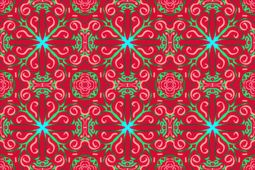  Seamless endless repeating multicolored bright ornament of different colors
