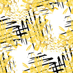 Hand drawn animal skin and tropical lilya. Sketchy pattern textile design. Vector  native meaningful background.