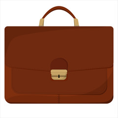 Brown briefcase on a white background. Vector illustration. - 278173534