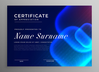 Fototapeta premium blue technology style innovation certificate of appreciation