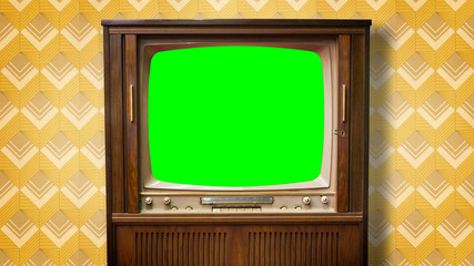 Alter Fernseher mit greenscreen im Bildformat 4K
