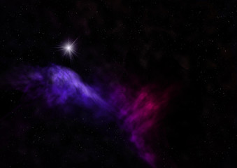 Star field in space and a nebulae. 3D rendering