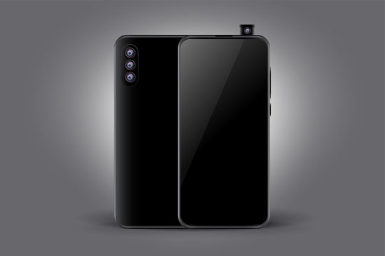 triple camera black smartphone concept mockup design