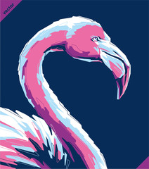 Pop art portrait of tropical flamingo. Vector illustration © Turaev