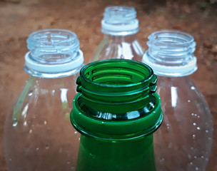 green plastic bottle close up