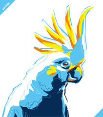 Pop art portrait of tropical parrot. Vector illustration