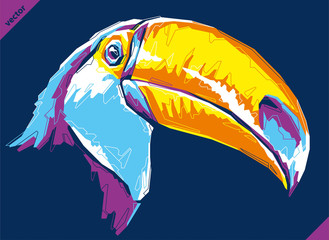 Pop art portrait of exotic toucan. Vector illustration © Turaev