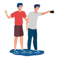 interracial young men friends taking a selfie