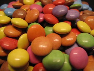 Colourful colorful candies sweets chocolates buttons Smarties Skittles M&M’s