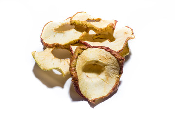 dried apple rings isolated on white background