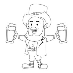 saint patricks day irish cartoon in black and white
