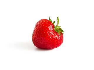 Ripe red strawberry on white background