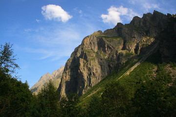 Caucasus. Ossetia. Gorge Tsey. Rocks.