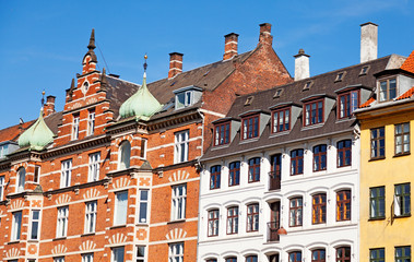 Fototapeta na wymiar Copenhagen, Denmark - June 23, 2019: old house facades in Copenhagen