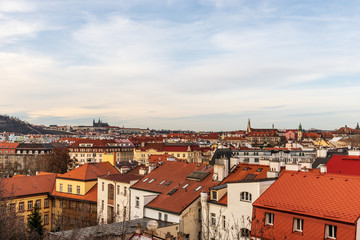 Fototapeta na wymiar Praha city panorama from Vysehrad hill in Czech republic