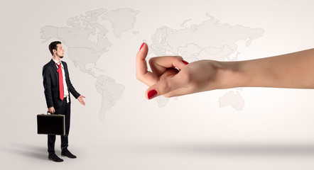 Distracted businessman with kisses on his face and business concept