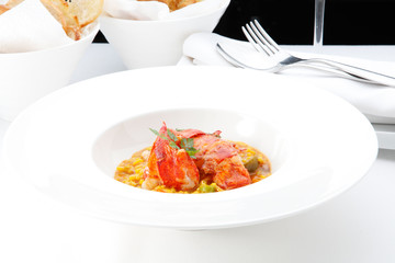 Arroz con bogavante. Rice with lobster.