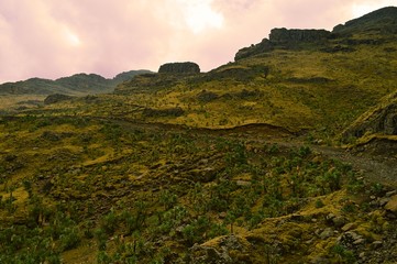 Ethiopia.Mountain Simen National Park. African rift fault.