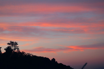 Fototapeta premium Mountain silhouette with a beautiful sunset.