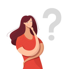 Young lady making decision vector illustration