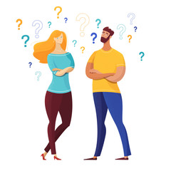 Couple with question marks vector illustration