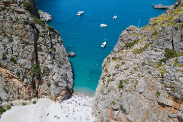 The beach near the bay of Sa Calobra in Mallorca