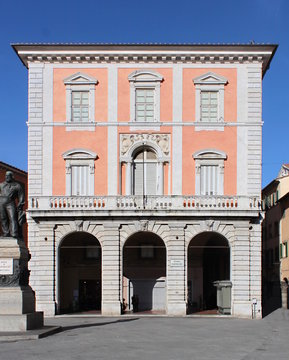 Renaissance Casino dei Nobili building with arcades at Piazza Garibaldi in Pisa, Italy