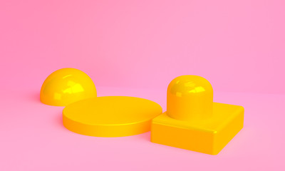 Minimalist abstract background, primitive geometrical figures, pastel colors, 3D render.