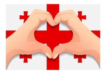 Georgia flag and hand heart shape