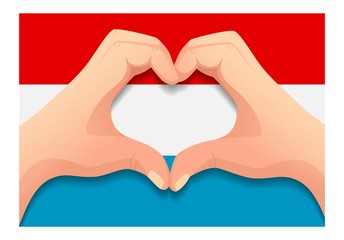 Obraz premium luxembourg flag and hand heart shape