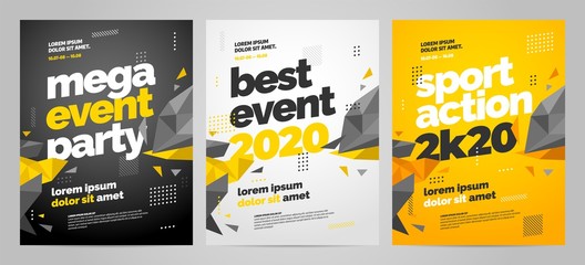 Template design with dynamic shapes for event, invitation or championship. Sport background.