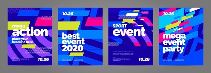 Template design with dynamic shapes for event, invitation or championship. Sport background.