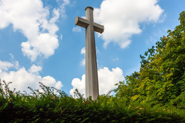 Cross on a hill at head of Cemetery