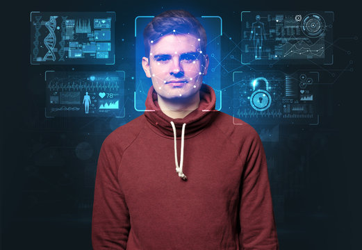 Biometric verification - young man face recognition