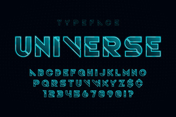 Glowing futuristic sci-fi alphabet, creative characters set. © Aleksandr