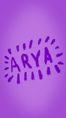 name ARYA against background suitable for phone wallpaper or screensaver