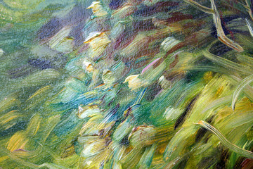 Abstract modern painting. Painting painted with a palette knife on canvas with oil paints in a large stroke.