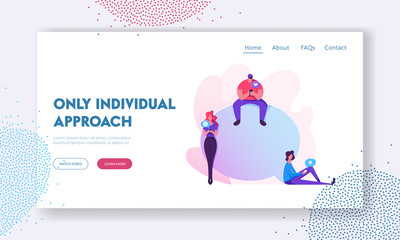 Social Media Website Landing Page, Smart Technologies in Human Life. Men and Women with Smartphones Chatting and Texting, Communicating Using Internet Web Page. Cartoon Flat Vector Illustration Banner